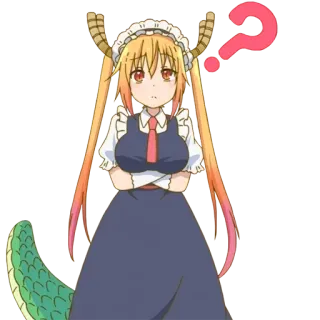 🤔 Tohru Miss Kobayashi's Dragon Maid Аниме, Дракон, Горничная, Вопрос, Милый telegram sticker