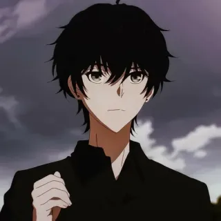 🕳 Anime, Masculino, Chico, Pelo negro, Personaje, Animación whatsapp sticker