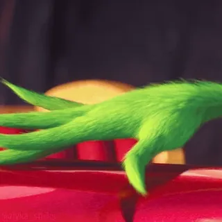 🛷 Grinch กริ๊นช์, คริสต์มาส, สีเขียว, มือ whatsapp sticker