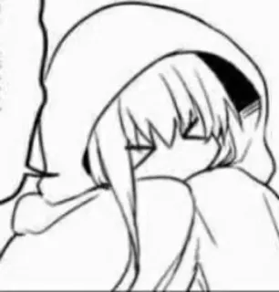 🥰 Anime, Meisje, Hoodie, Manga, Schattig, Verdrietig telegram sticker
