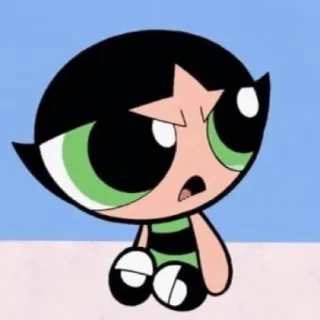 😠 Buttercup Powerpuff Girls Cartone animato, Ragazza, Arrabbiata, Personaggio, Verde telegram sticker