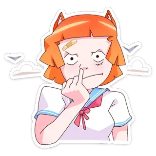 😐 Dibujo animado, Chica, Dedo corazón, Grosero, Ofensivo telegram sticker
