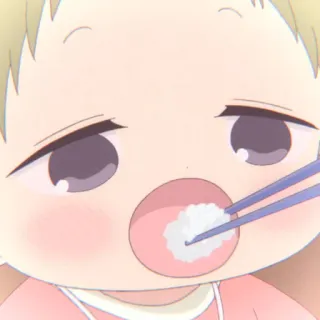 🥺 Аниме, Ребенок, Еда, Палочки, Рис, Милый, Младенец telegram sticker