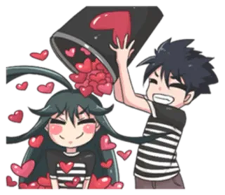 ❤ love, hearts, couple, affection, cartoon, romance telegram sticker