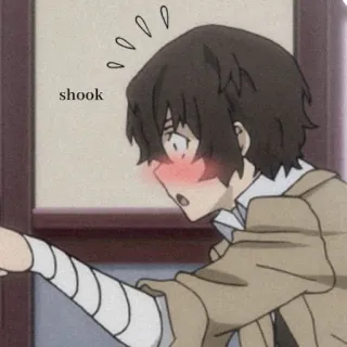 😳 Osamu Dazai Bungou Stray Dogs shook Anime, Rougir, Choqué, Surpris, Dazai telegram sticker