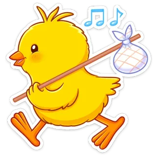 😗 kurczak, kreskówka, zwierzę, ptak, słodki, chodzenie, podróż, żółty telegram sticker