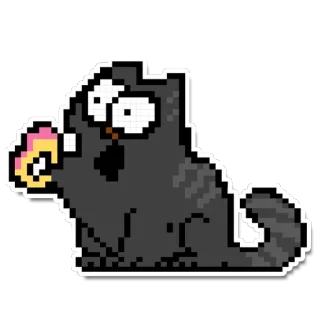 😺 cat, donut, pixel art, sticker, animal, food, funny telegram sticker