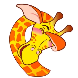 😊 ยีราฟ, สัตว์, น่ารัก, การ์ตูน, ซาฟารี, สีเหลือง, สีส้ม telegram sticker