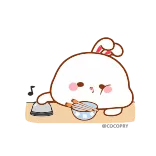 😒 fofo, coelho, comendo, kawaii telegram sticker