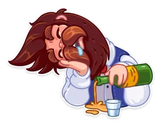 😪 Bere, Alcol, Triste, Piangere, Cartone animato whatsapp sticker
