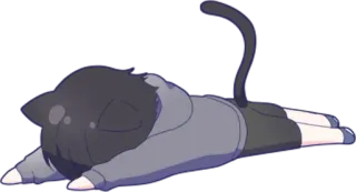 😔 gato, anime, acostado, kawaii, lindo, animal, gatito telegram sticker