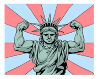 💪 Statue of Liberty 自由の女神, 愛国的, アメリカ, アメリカン, 強さ, 自由, 米国 whatsapp sticker