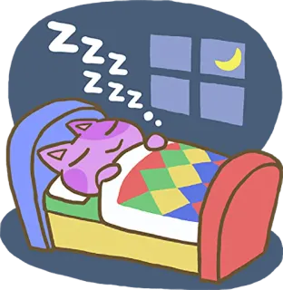 😴 ZZZZ gato, durmiendo, zzz, cama, dibujos animados, luna, noche whatsapp sticker