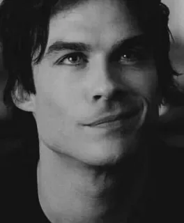© Damon Salvatore The Vampire Diaries potret, pria, aktor, hitam putih, acara tv whatsapp sticker