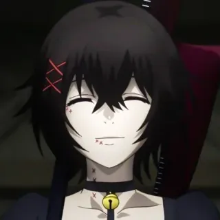 🖤 Juuzou Suzuya Tokyo Ghoul Anime, Punti, Rosso, Campana, Capelli neri, Sorriso whatsapp sticker
