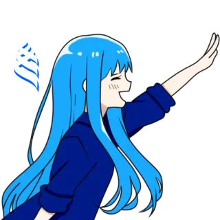 😁 Anime, Cartoon, Süß, Kawaii, Fröhlich, Blaue Haare, Mädchen telegram sticker