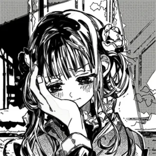✉️ 动漫, 女孩, 漫画, 黑白, 可爱, 插画 telegram sticker