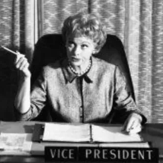 ➿ VICE PRESIDENT escritório, vice-presidente, Lucille Ball, mesa, executivo, mulher telegram sticker