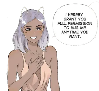 😇 I HEREBY GRANT YOU FULL PERMISSION TO HUG ME ANYTIME YOU WANT. przytulanie, pozwolenie, słodkie, dziewczyna, życzliwość, przyjaźń, miłość telegram sticker