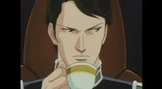 😠 anime, man, tea, serious, animated, character telegram sticker