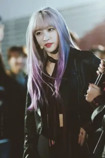 🌨 woman, purple hair, bangs, portrait, korean, girl telegram sticker