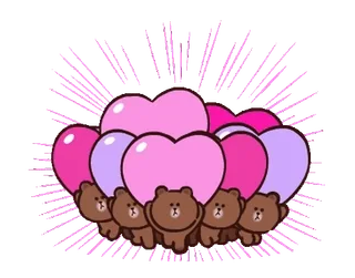 😊 Brown (Line Friends) urso, coração, amor, desenho animado, fofo, Line Friends telegram sticker
