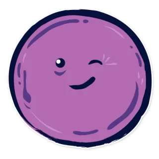 😉 cara, guiño, sonrisa, morado, dibujo animado, emoticono telegram sticker