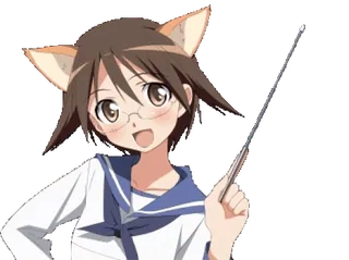 ⛔️ Anime, Orejas de gato, Profesor/a, Gafas, Dibujos animados, Personaje telegram sticker