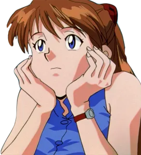 😕 Asuka Langley Soryu Neon Genesis Evangelion Anime, Cartoon, Mädchen, TV-Serie, Figur, Kunstwerk, Porträt telegram sticker