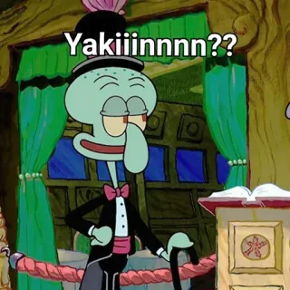 🌟 Squidward Tentacles SpongeBob SquarePants Yakiiinnnn?? dessin animé, anime, spongebob, calamardo, expression whatsapp sticker