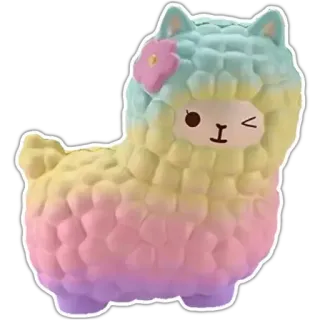 🌈 lama, carino, kawaii, alpaca, squishy, pastello, fiore whatsapp sticker