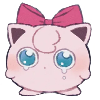 😭 Jigglypuff Pummeluff, Pokémon, niedlich, weinend, rosa, Cartoon, traurig whatsapp sticker