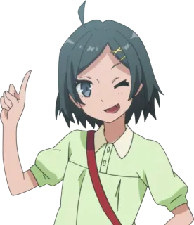 😉 Anime, Menina, Piscadela, Apontando telegram sticker
