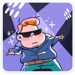 💃 Kartun, Menari, Karakter, Kacamata hitam, Pesta, Perayaan telegram sticker