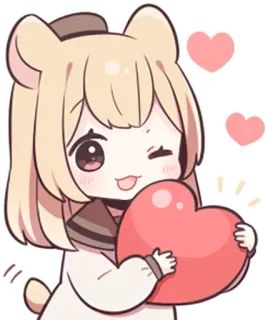 ❤️ Gadis anime, Lucu, Kawaii, Hati, Beruang, Stiker, Kartun telegram sticker