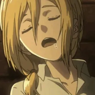 🤤 Annie Leonhart Attack on Titan anime, durmiendo, cansado, rubia, agotado telegram sticker
