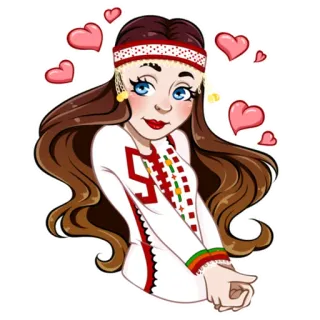 ❤️ ผู้หญิง, เด็กผู้หญิง, หัวใจ, การ์ตูน, สติกเกอร์ telegram sticker