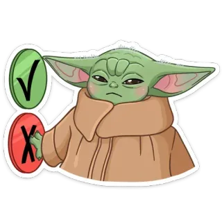 🙅‍♂️ Baby Yoda Bébé Yoda, Grogu, Star Wars, Mandalorien, Coche, Croix, Non telegram sticker