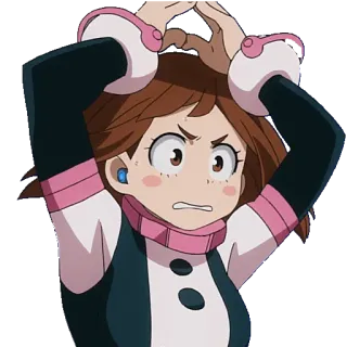 😤 Ochaco Uraraka My Hero Academia Anime, Ochaco Uraraka, My Hero Academia, Personagem, Garota, Desenho animado telegram sticker