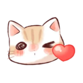 😘 кот, милый, каваи, сердце, стикер, подмигивающий whatsapp sticker