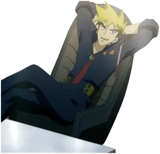😏 anime, chair, relaxed, sitting, anime character telegram sticker