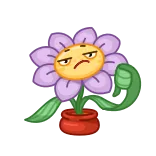 👎 fleur, plante, en colère, dessin animé, biceps, pot telegram sticker