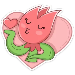 ❤️ flower, tulip, heart, kiss, love, cartoon, cute telegram sticker
