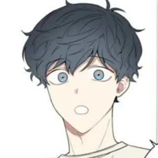 🦢 anime, man, cartoon, eyes, shocked, blue telegram sticker