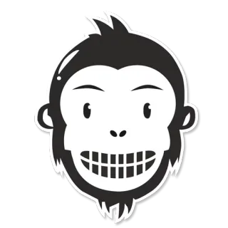 🤨 aap, mensaap, dier, cartoon, gezicht, grijns telegram sticker