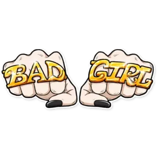 👊 BAD GIRL пальцы, кольца, плохая, девушка, текст telegram sticker