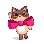 👋 chat, noeud, mignon, animal, autocollant whatsapp sticker