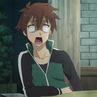 ⚔️ Kazuma Satou KonoSuba 动漫, 震惊, 害怕, 搞笑, 无奈 telegram sticker