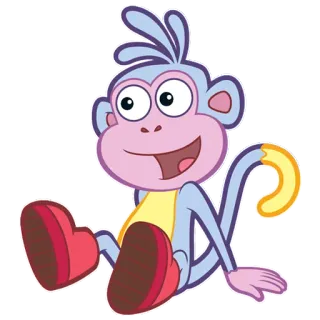 🐵 Boots Dora the Explorer ลิง, การ์ตูน, รองเท้าบูท, เพื่อน, น่ารัก telegram sticker