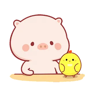 ⭐ pig, chicken, cute, animal, cartoon whatsapp sticker